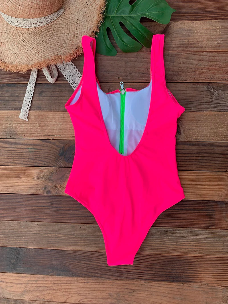 Women’s Zip Front One-Piece Swimsuit | Athletic Monokini Bathing Suit | Quick-Dry Beach Swimwear  Description