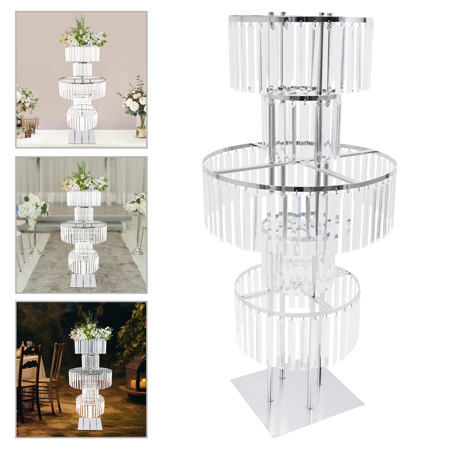 5 Tiers Acrylic Flower Stand Wedding Centerpiece Display Flower Holder Free Standing Decor for Parties, Banquets & Events
