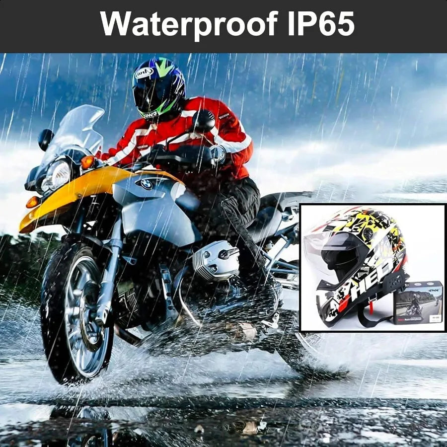 V6 Motorcycle Bluetooth Headset 2 Riders Motorcycle Intercom Helmet Communication System with Noise Reduction and Bluetooth 5.1