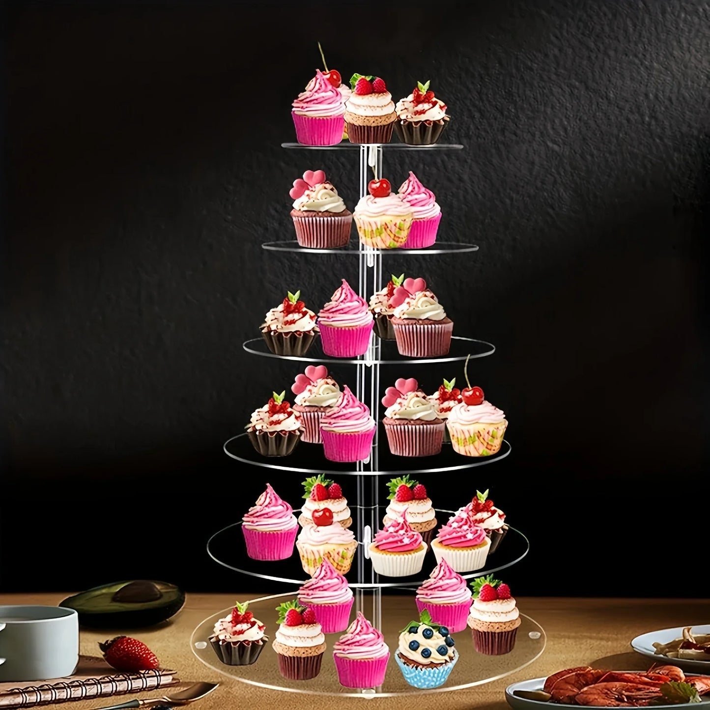 Acrylic 6-layer Cake Rack, Party Small Cake Storage Rack, Home Decoration, Party Decoration, Halloween And Christmas Decoration