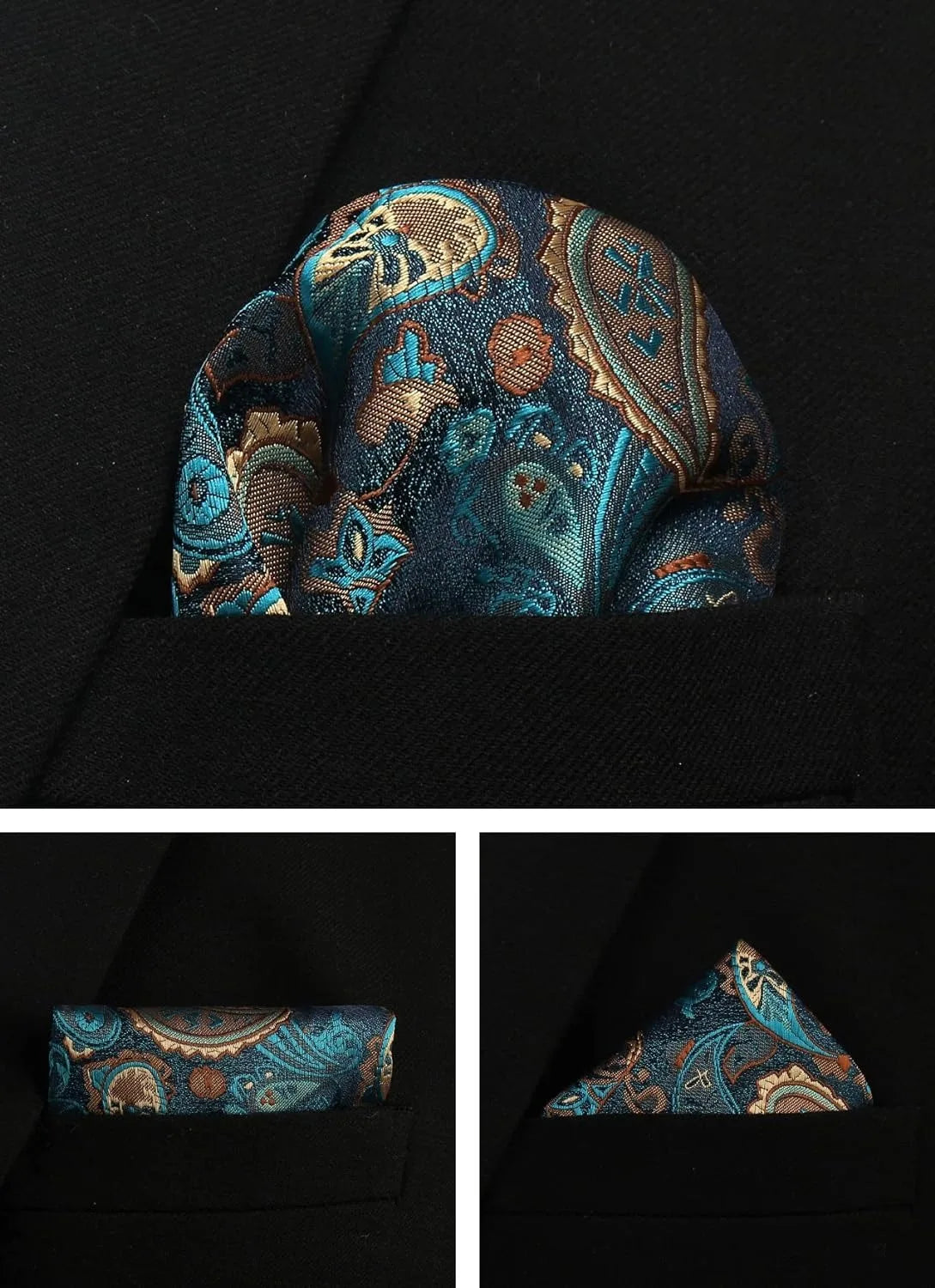 Luxury 100% Silk Paisley Floral Men’s Necktie Set | Business Tie with Matching Pocket Square & Formal Accessories