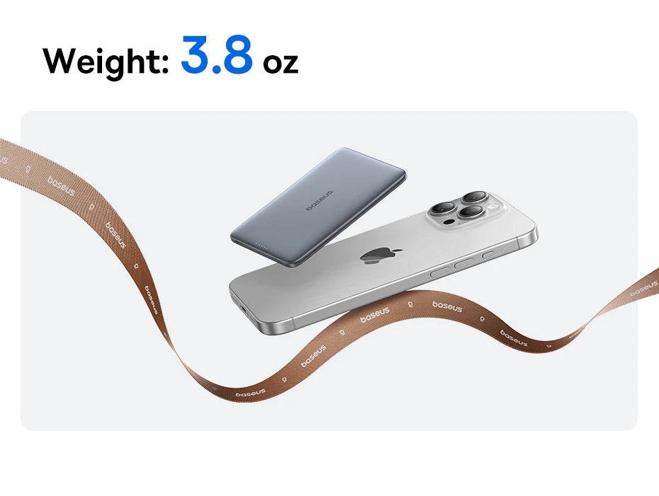 Baseus 5000mAh Magnetic Power Bank 20W PD Fast Charging – 15W Wireless Ultra-Slim Portable Charger for iPhone & USB-C Devices