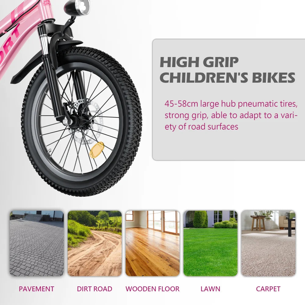FKZNPJ 20-Inch Kids Mountain Bike . 7-Speed Bicycle with Front Suspension, Dual Disc Brakes & Adjustable Seat