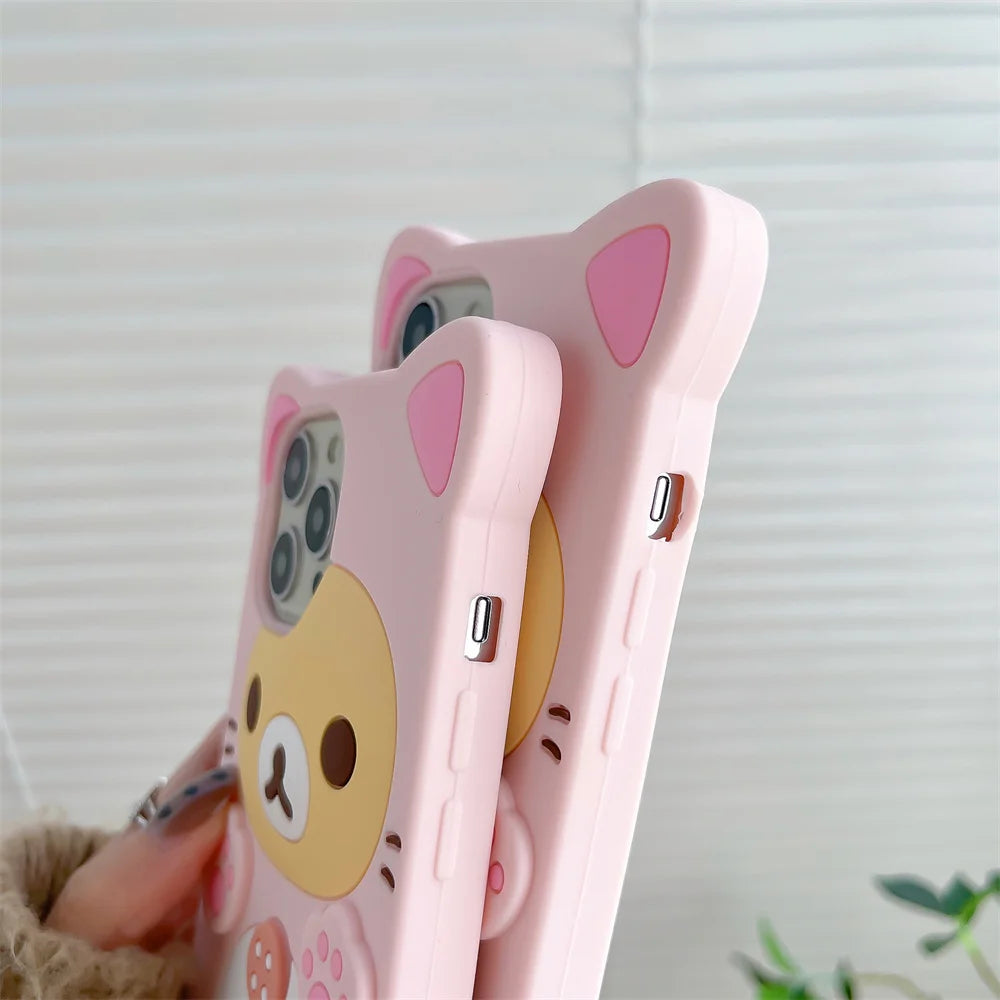 Cute Rilakkuma Bear Phone Case for iPhone Samsung
