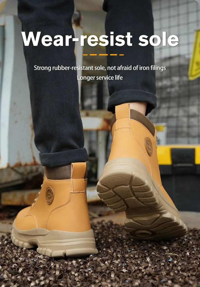 High Top PU Safety Shoes Metal Toe Cap Anti Smash Puncture
