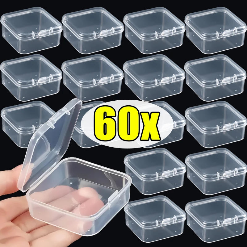 Clear Mini Storage Box Set (6–60 PCS) Stackable Plastic Organizer for Jewelry, Crafts & Small Items