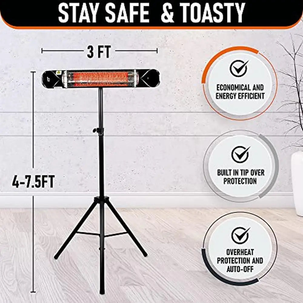 1500W Infrared Heater Portable Stand Up Wall Mount Quiet