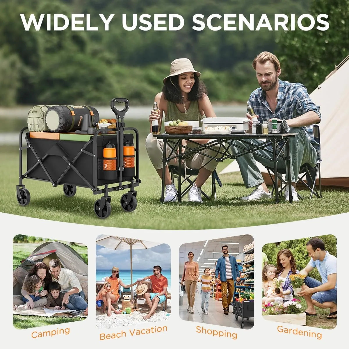 380 lb Heavy-Duty Folding Utility Wagon with All-Terrain Wheels