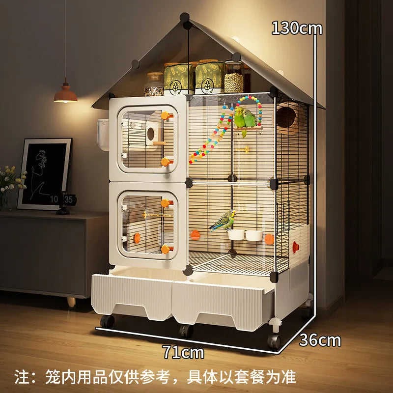 60-Inch Wrought Iron Bird Cage with Detachable Rolling Stand