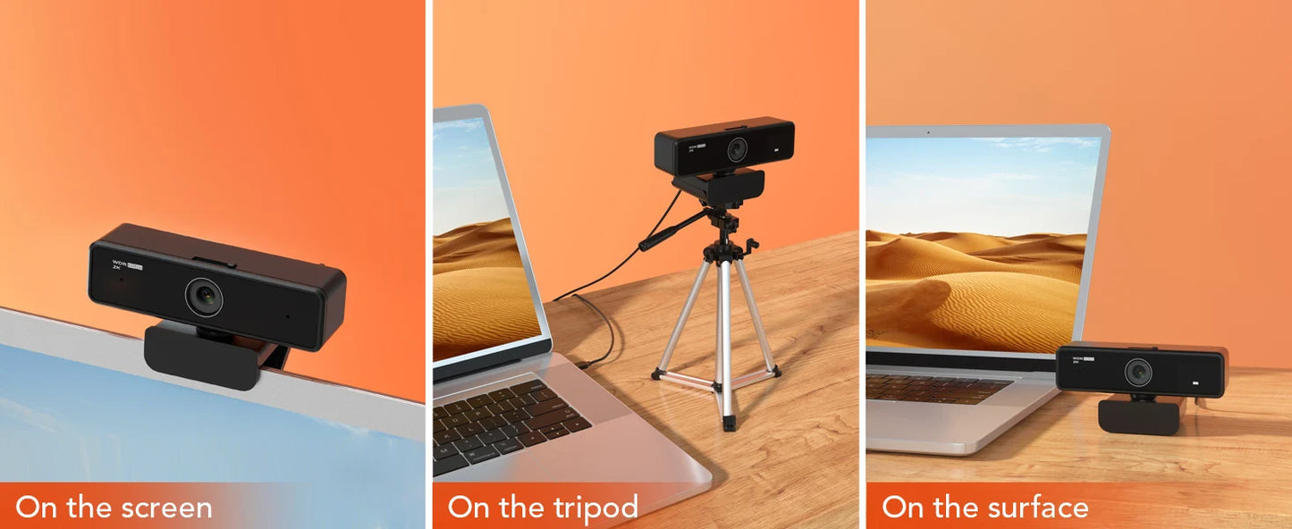 Nuroum 2K QHD 1440P AI Webcam with Noise-Canceling Microphones, Auto Focus & Privacy Cover