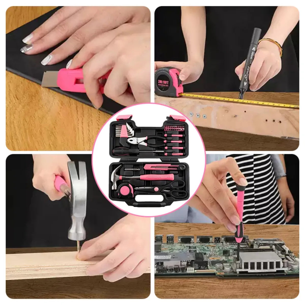 39-Piece Household Tool Set with Tool Box Organizer - Multi-Purpose Small Hand Tool Kit Includes Essential Tools for Home Office