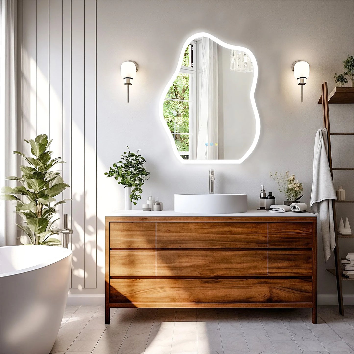Cloud Shaped LED Bathroom Mirror with Lights - Anti-Fog, Dimmable 3 Color Temperatures (3000K-6000K), CRI90+ High Color
