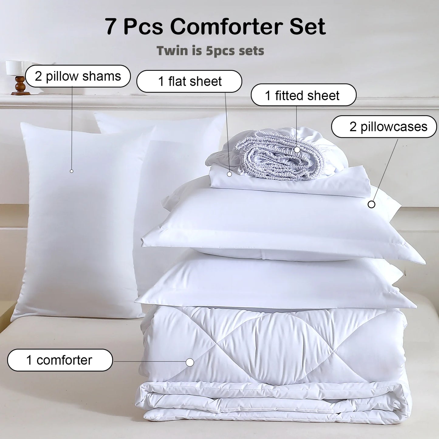 Luxury 5 Piece / 7 Piece Comforter Bedding Set.  Soft Modern Home Décor Collection