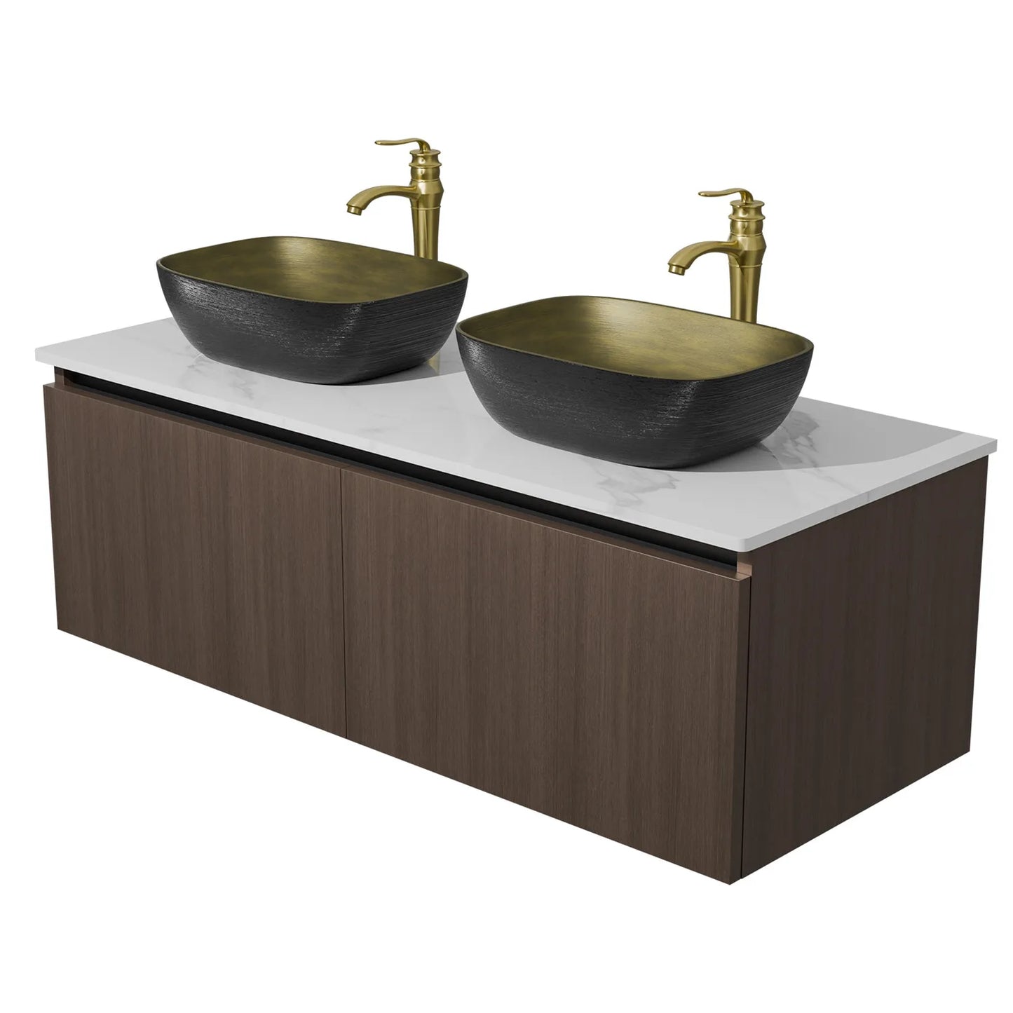 Floating Vanity Bathroom with Sink Combo, Wall Mounted Modern Vanity, Bathroom Cabinet Vanity with Sink Ceramic Basin Faucet