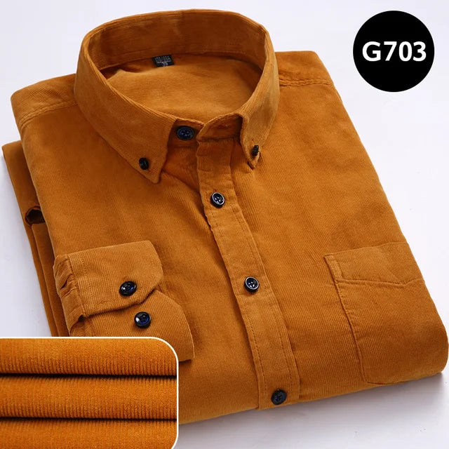 Men’s Oversized Corduroy Long Sleeve Shirt.  Casual Relaxed Fit Button Up