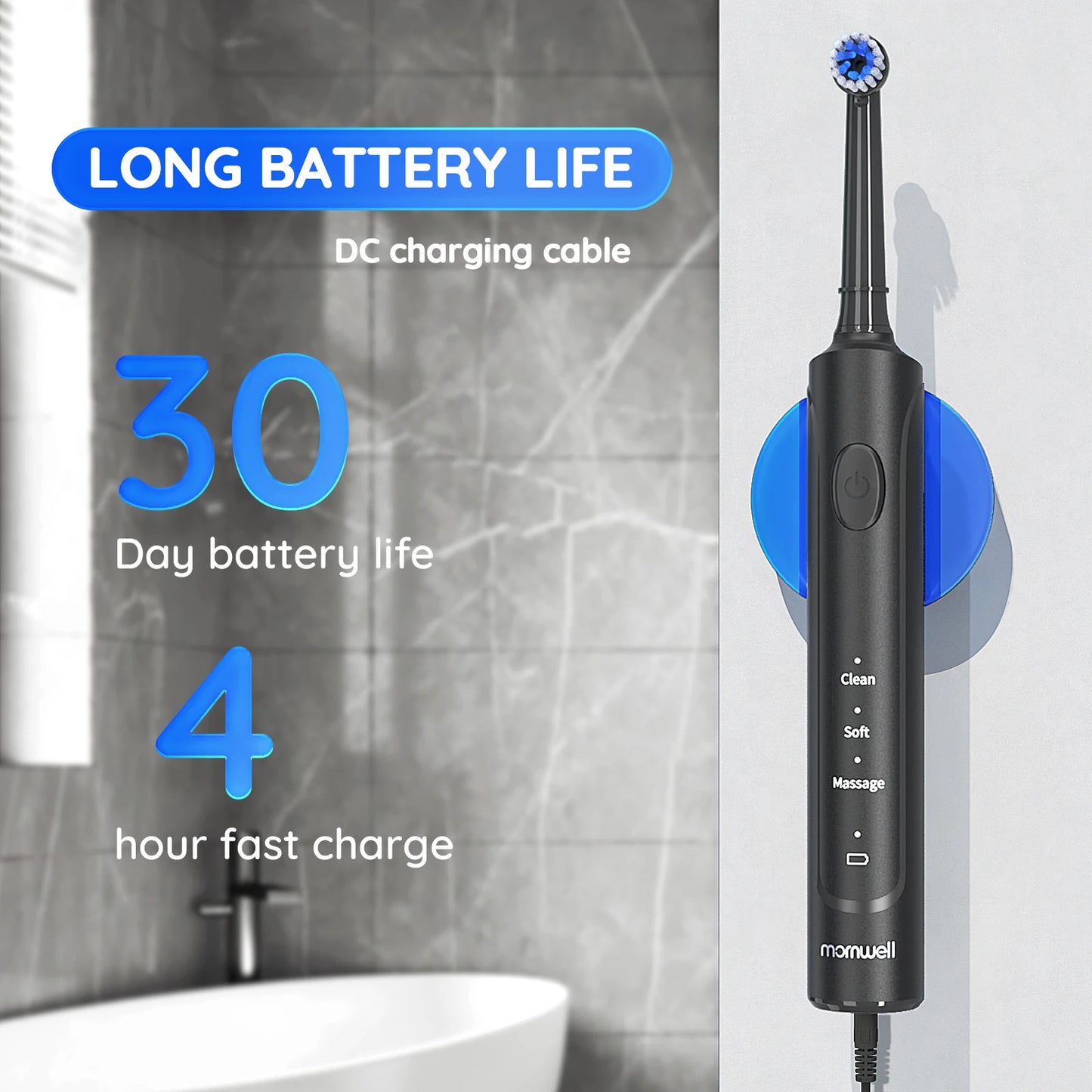 Electric Ultrasonic Toothbrush 3 Modes USB Charge Waterproof