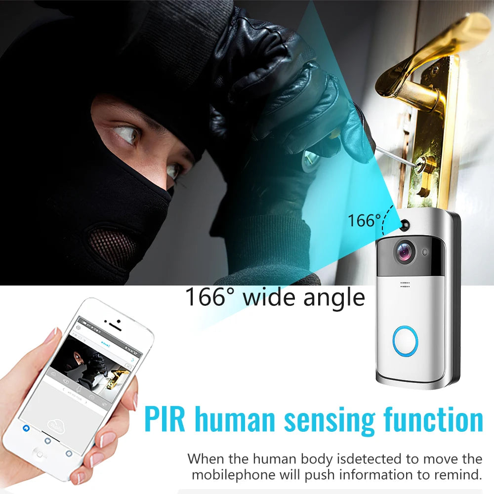 Smart WiFi Video Doorbell IP65 Waterproof Night Vision