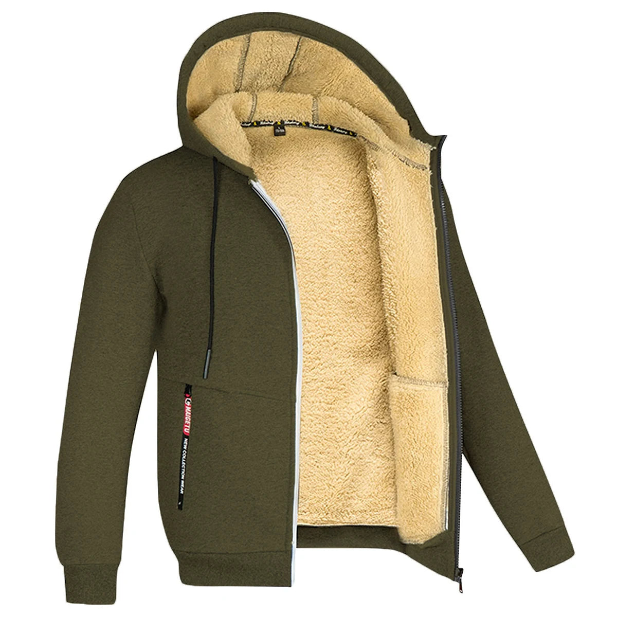 Sherpa Lined Zip Up Hoodie Jacket