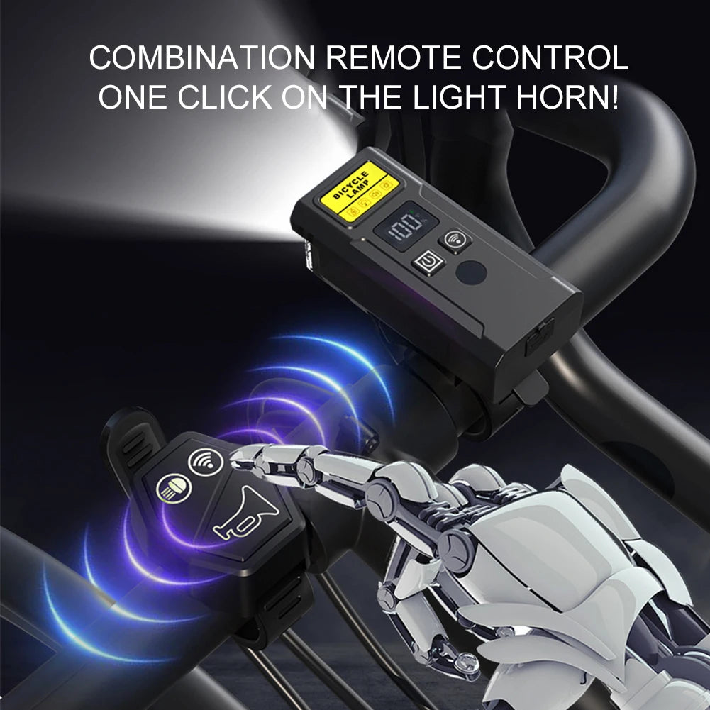 Bicycle Front Headlight With Horn And Smart Sensor Remote
