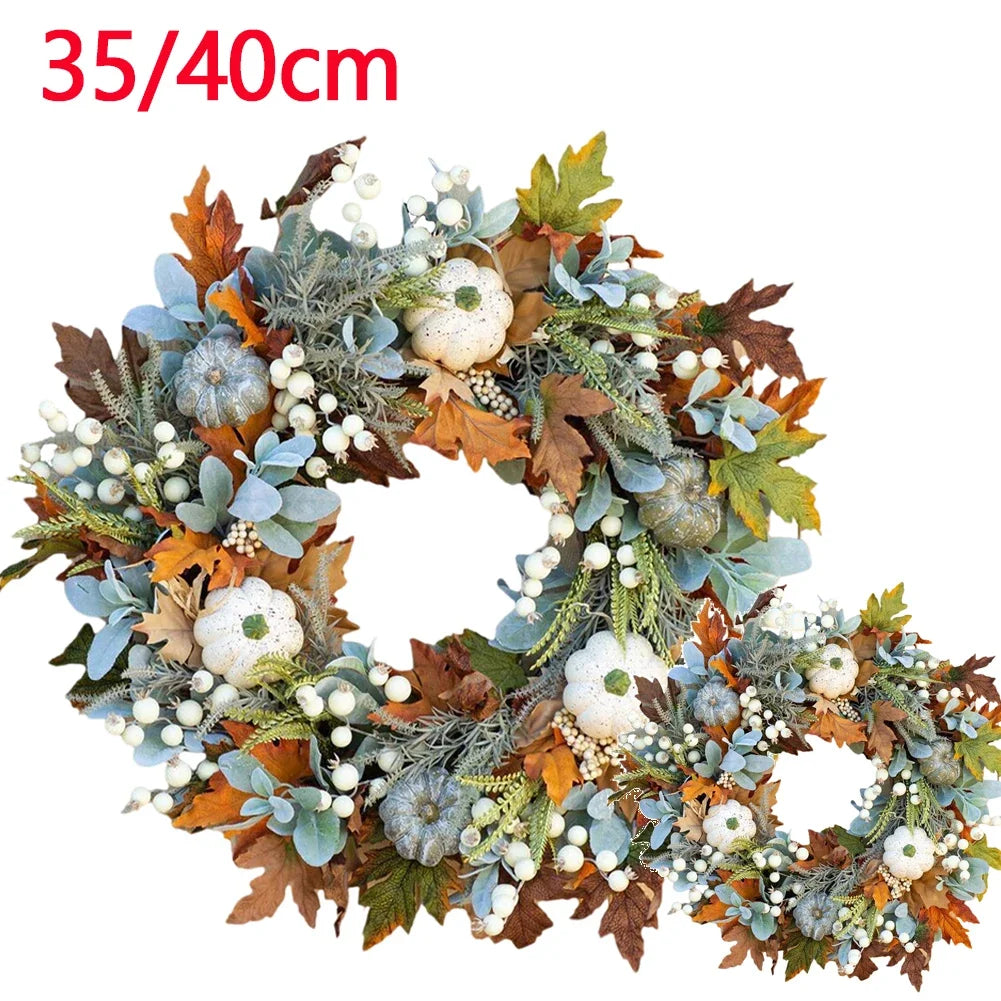 35/40cm Fall Front Door Wreath Festival Theme Pumpkin Berry Garland Window Hanging Garland for Home Porch Wall Decor