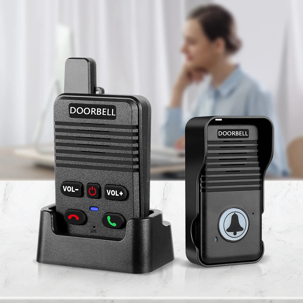 Wireless Voice Duplex Intercom Doorbell with Rechargeable Battery House Home Audio Apartment Room Intercom for Factory Office