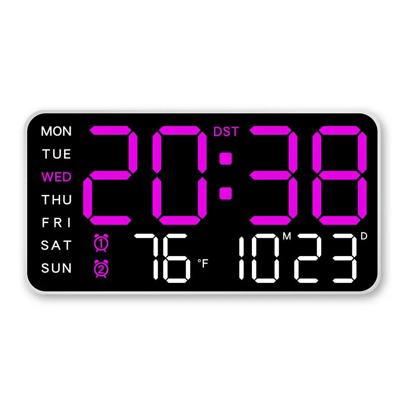 Smart Voice. Control LED Digital Wall Clock with Date & Temperature Display