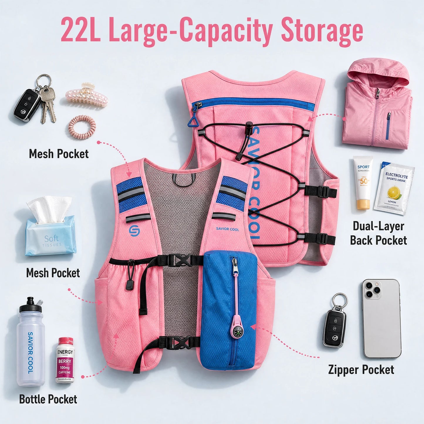 Portable Cooling Vest with Fan System –.Lightweight Summer Cooling Vest for Outdoor Work, Hiking & Camping