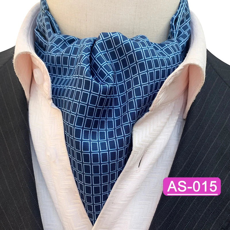 Luxury Men’s Ascot Tie & Pocket Square Set for Weddings, Business & Formal Wear
