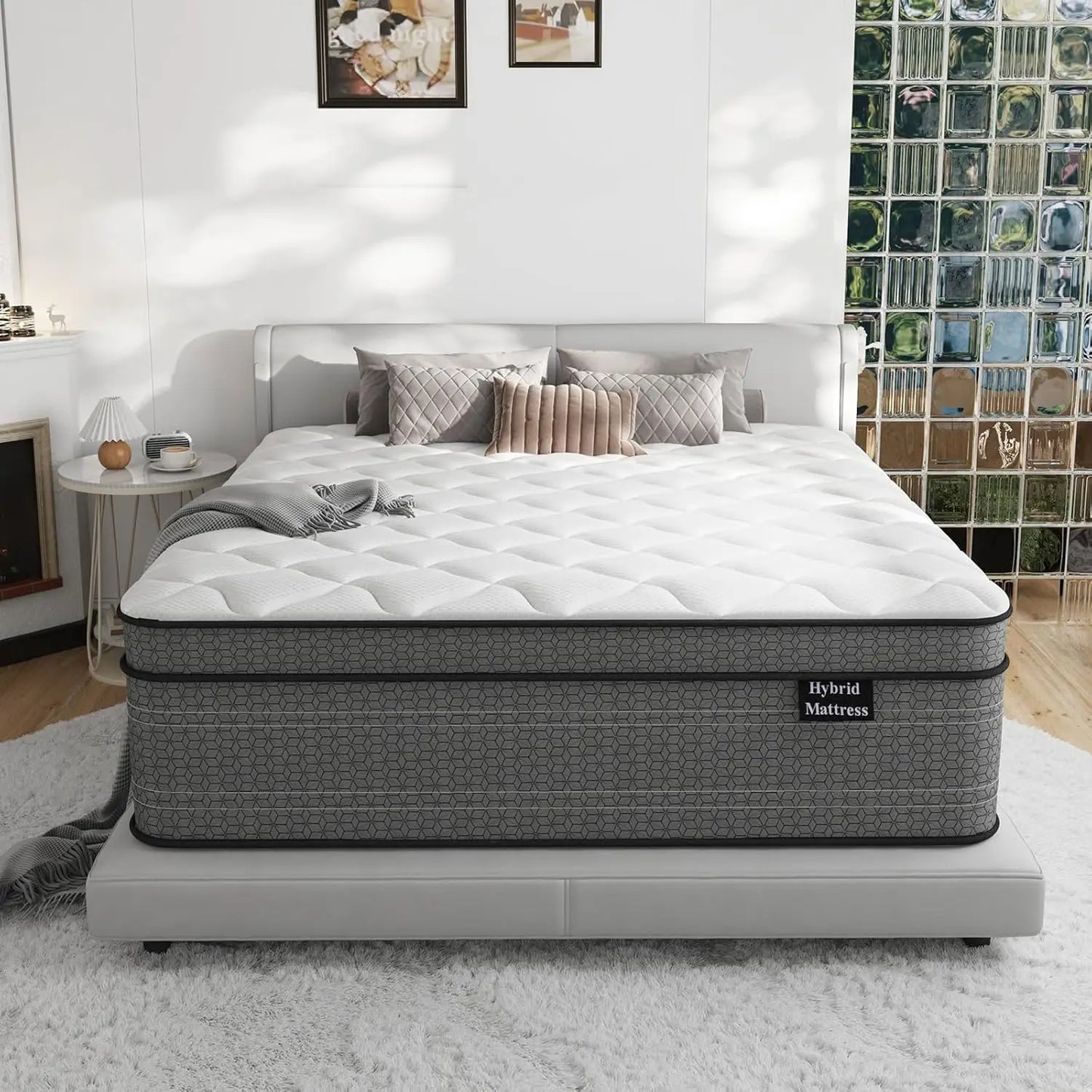 Queen Mattress 10 Inch Medium Plush Hybrid Queen Size Mattresses Individual Pocket Coil for Motion Isolation Pressure Relief Cer