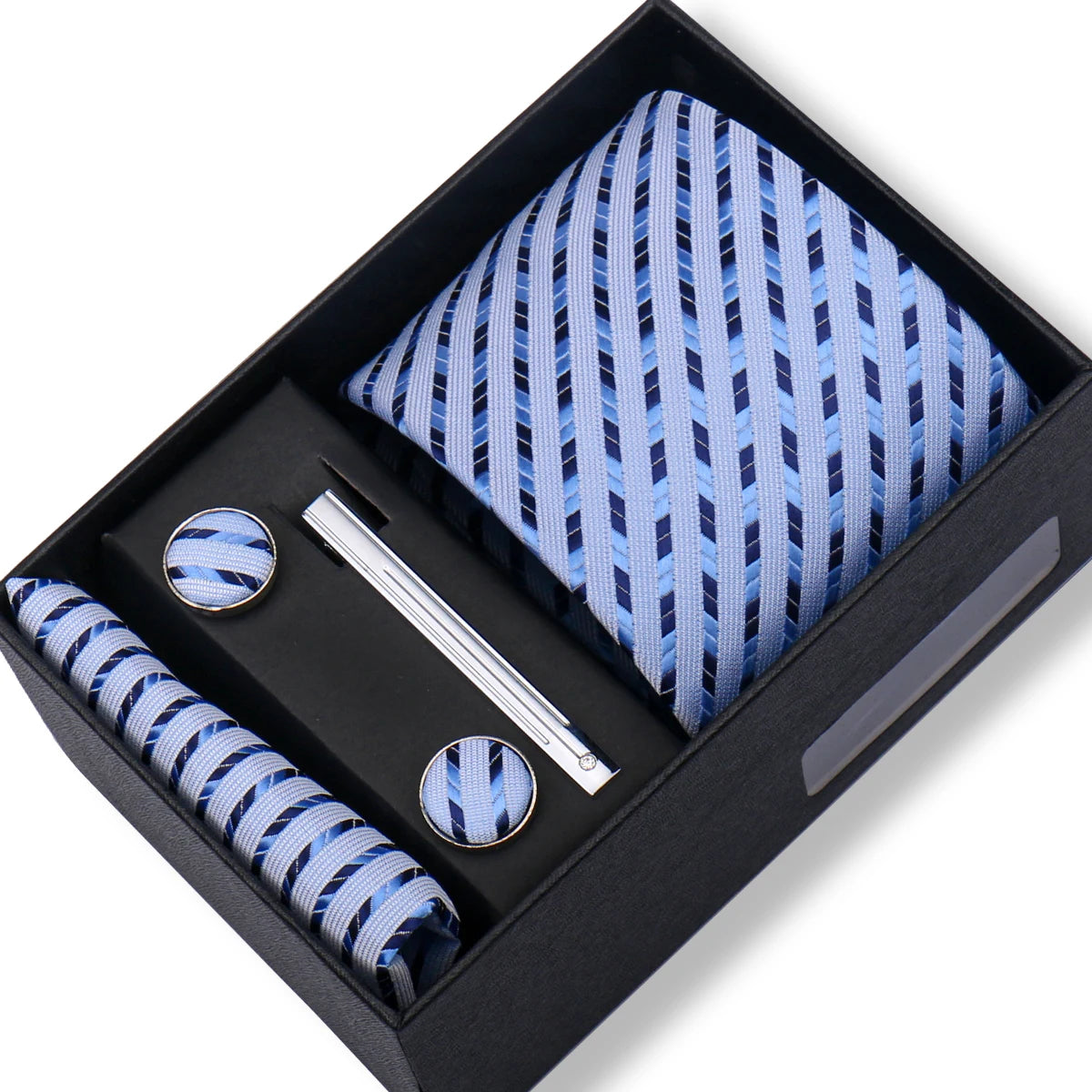 Tie Men With Box Top Quality Business Ties Hanky Cufflink Set Clips Green Necktie Corbatas For Men Wedding In Gift Box Gravatas