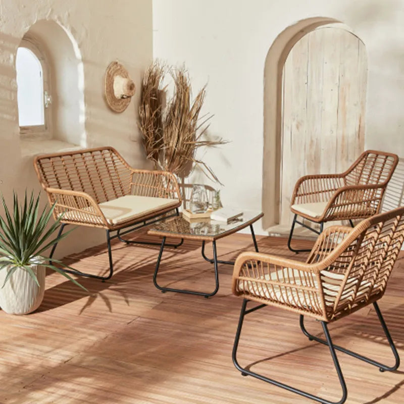 Modern Outdoor Patio Conversation Set.  Waterproof Balcony & Courtyard Lounge Furniture