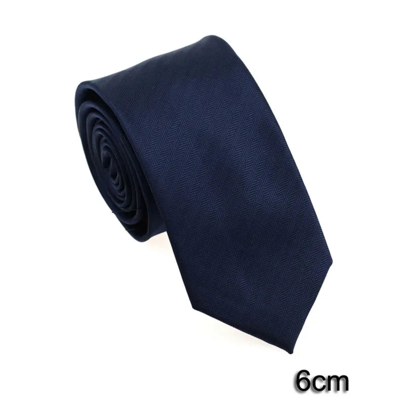 HUISHI Men’s Solid Dark Blue Waterproof Jacquard Necktie | 6cm Slim Business & Wedding Tie