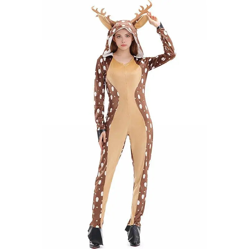 Reindeer Jumpsuit Adult Christmas Costume Onesie Hoodie