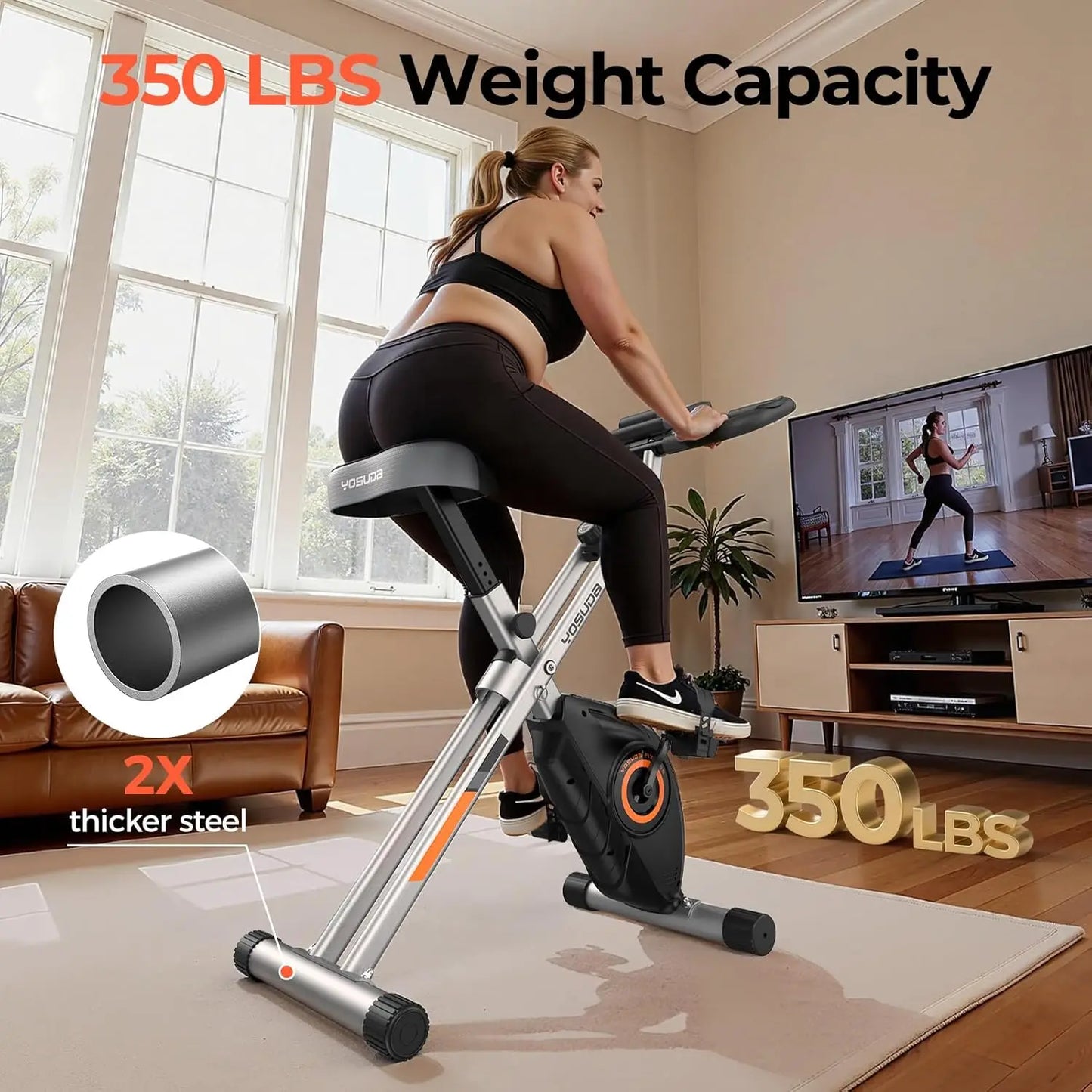 Foldable Exercise Bike for Home Cardio Workouts with Adjustable Resistance