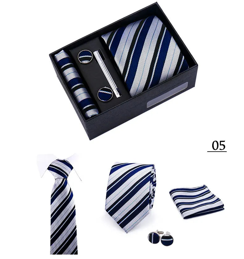 Tie Men With Box Top Quality Business Ties Hanky Cufflink Set Clips Green Necktie Corbatas For Men Wedding In Gift Box Gravatas
