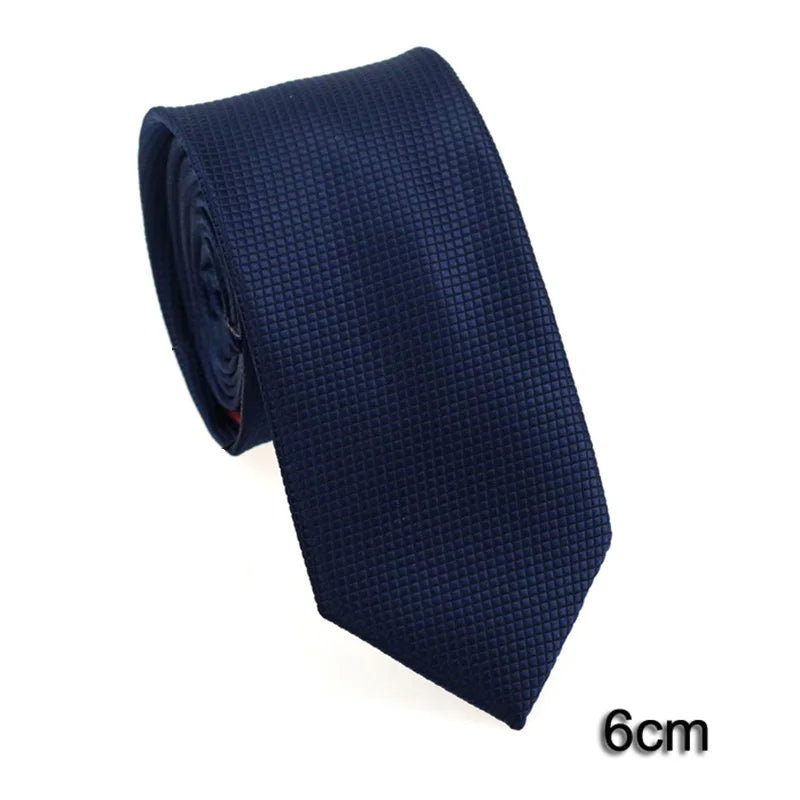 HUISHI Men’s Solid Dark Blue Waterproof Jacquard Necktie | 6cm Slim Business & Wedding Tie