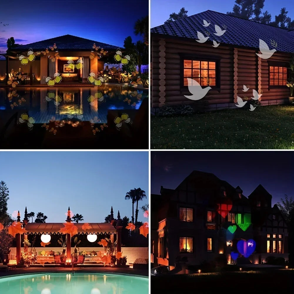 Christmas Snowflake Projector Light . Rotating LED Holiday Decoration with 16 Festive Patterns
