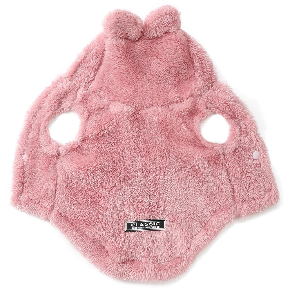Cute Bear Ear Hooded Pet Sweater. Warm Fleece Puppy & Cat Winter Hoodie