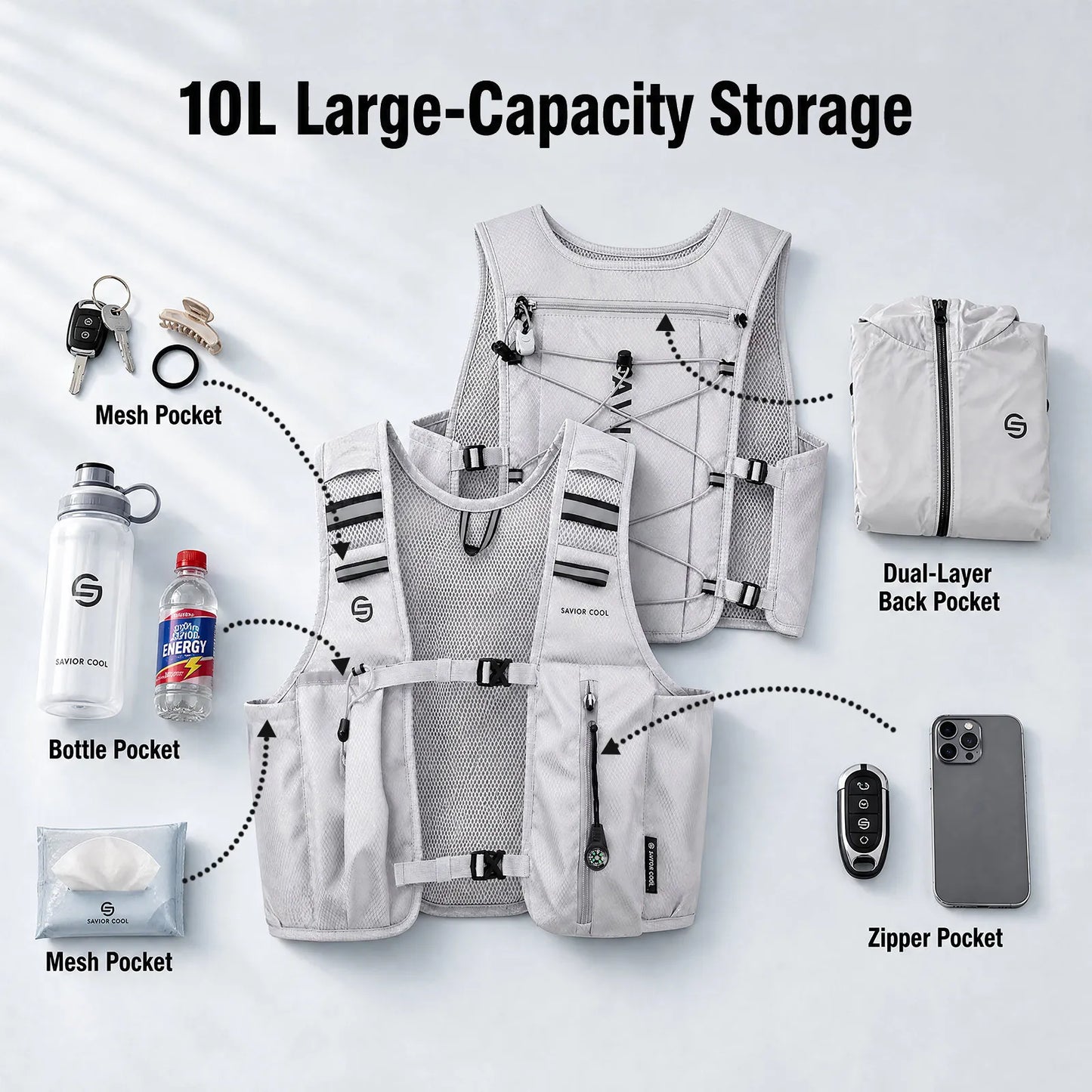 Portable Cooling Vest with Fan System –.Lightweight Summer Cooling Vest for Outdoor Work, Hiking & Camping