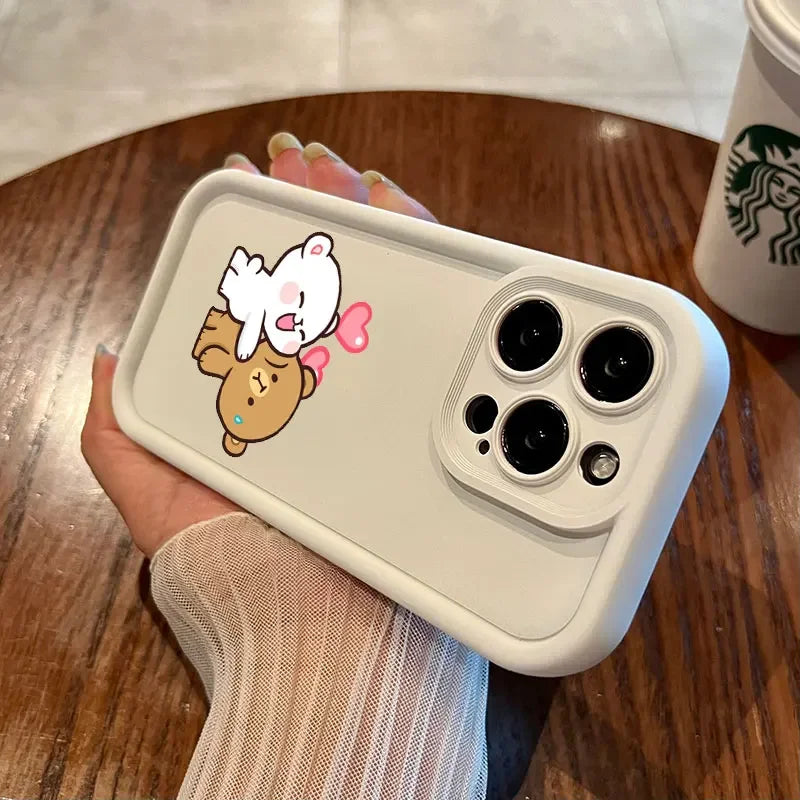 Cute Love Heart Bear iPhone Case .Soft Protective Cartoon Phone Cover (iPhone 11–17 Series)