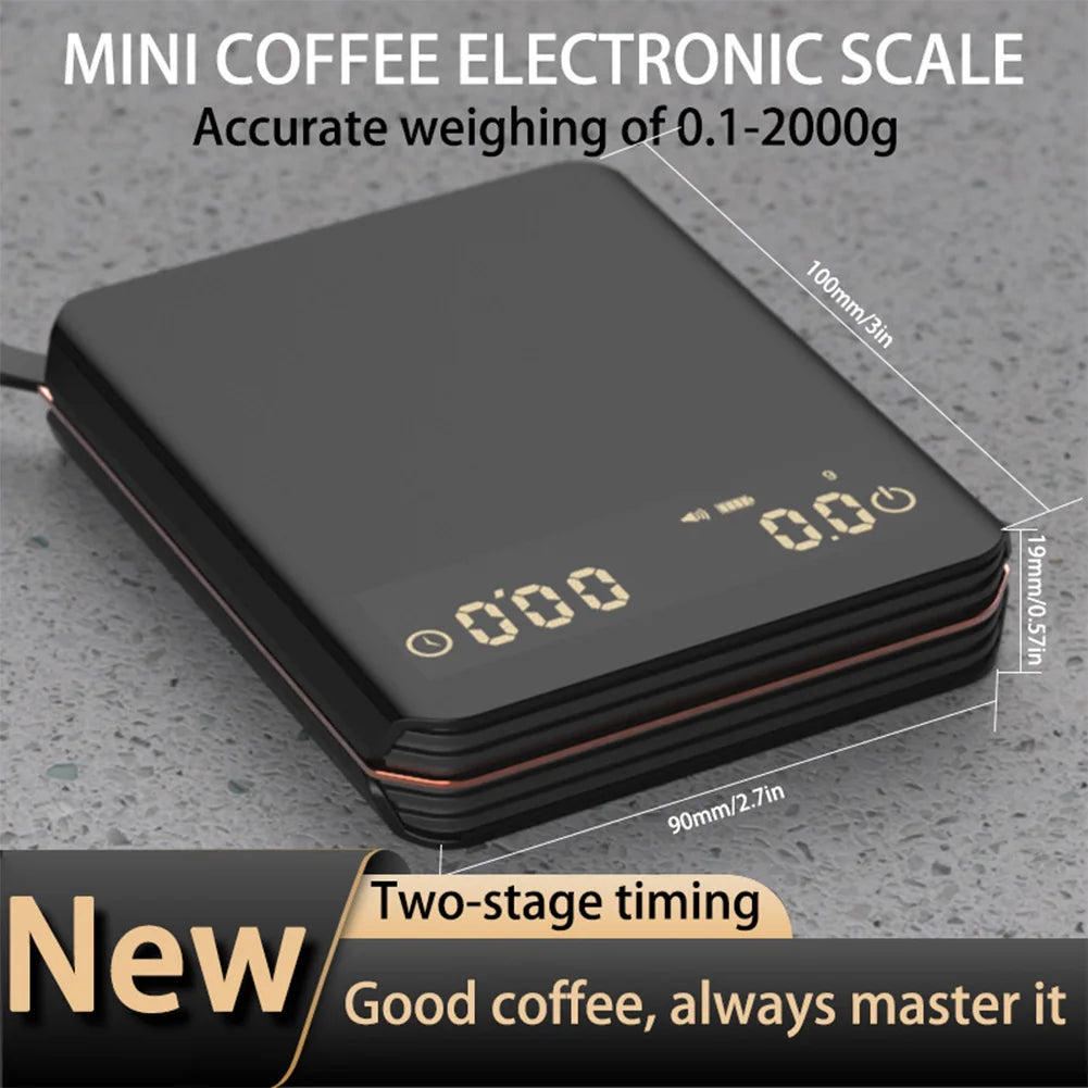 Mini Pour Over Drip Espresso Scale with Timer Rechargeable Smart Coffee Scale LED Display 0.1g for Espresso and Pour Over Coffee