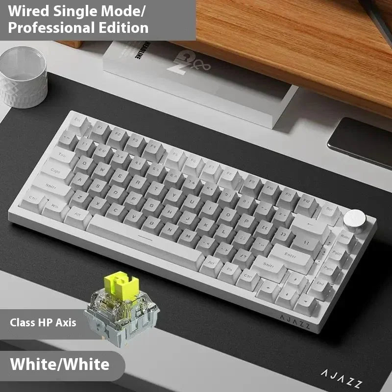 Ajazz Ak820 Mechanical Keyboard Customized Wired/Wireless 3-Mode Hot-Swap Soft Gasket Structure Rgb Backlit 75% Layout Portable