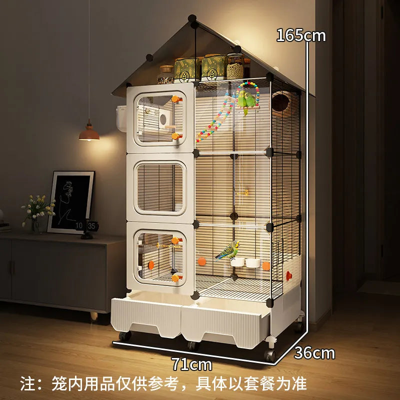60-Inch Wrought Iron Bird Cage with Detachable Rolling Stand