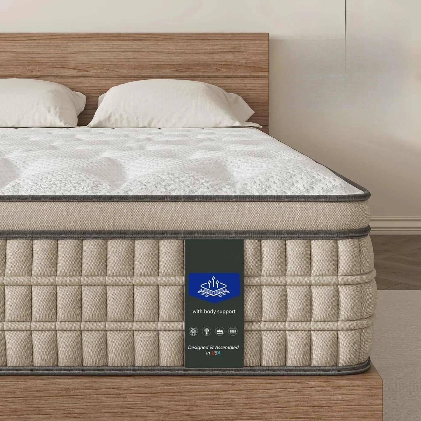 12 Inch Full/King Hybrid Gel Memory Foam Mattress, Queen Size Mattress with Breathable Fabric for Comfortable Sleep