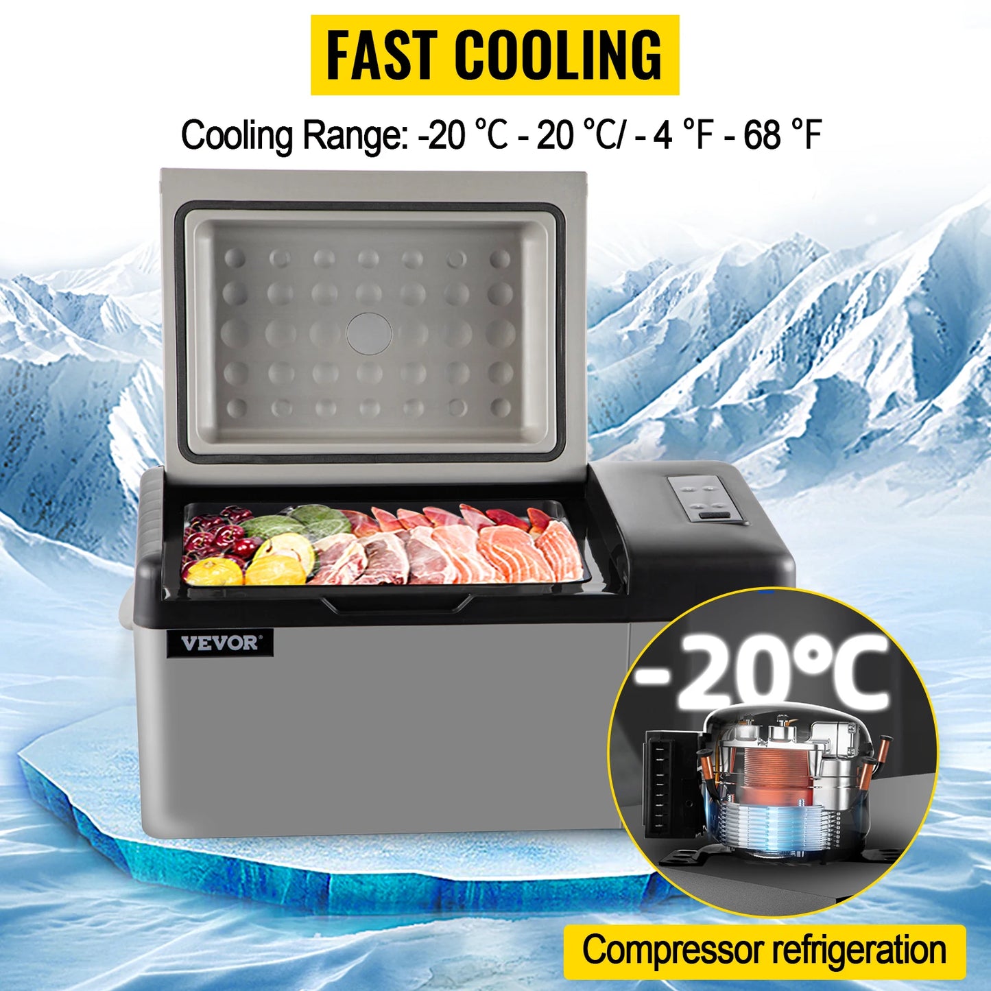 SucceBuy 15L–55L Portable Electric Car Refrigerator. Compressor Cooler & Freezer for Camping, RV, Truck, Boat, Travel & Outdoor Adventures