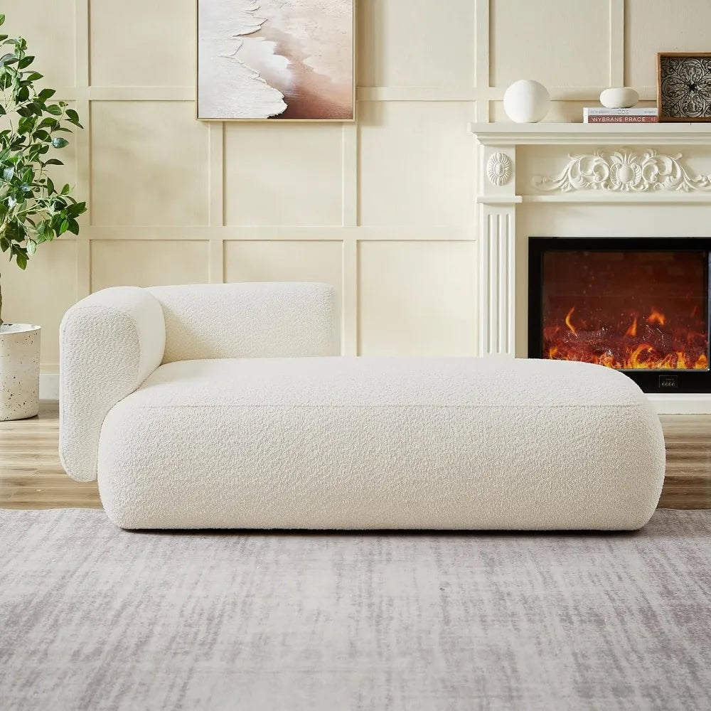 Upholstered Chaise Lounge Indoor for Living Room Bedroom Office Chaise Lounge Sofa：Boucle Fabric Modern Leisure Sofa Recliner Ch