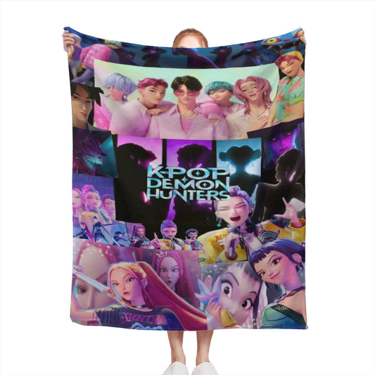 Saja Boys KPop Demon Hunters Blanket Soft Cozy Throw Blanket Gift Warm Flannel Blankets and Throws for Couch Sofa Bed