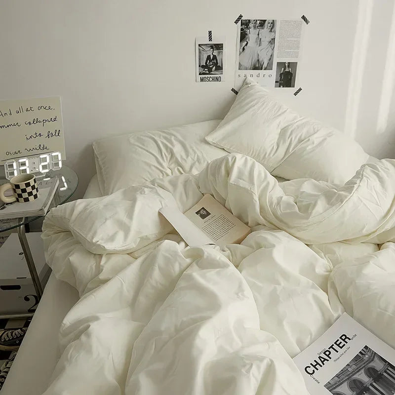 Soft Solid Color Duvet Cover Set. Modern Cozy Bedding