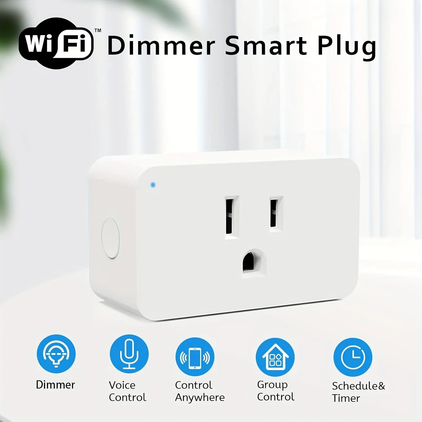 Wifi Smart Plug 5/2 Packs 15A, Timer & Group Control, APP Remote Access, Compatible with Alexa, Google for Home, for Home Automation, Smartthings & for Home Assistant