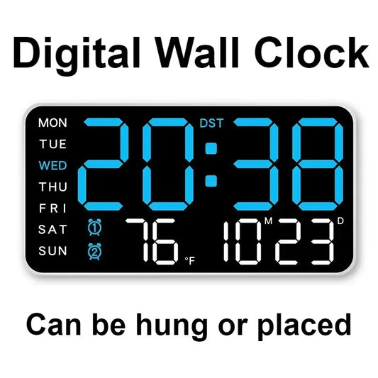 Extra Large LED Digital Wall Clock with Date.Temperature & Timer Display